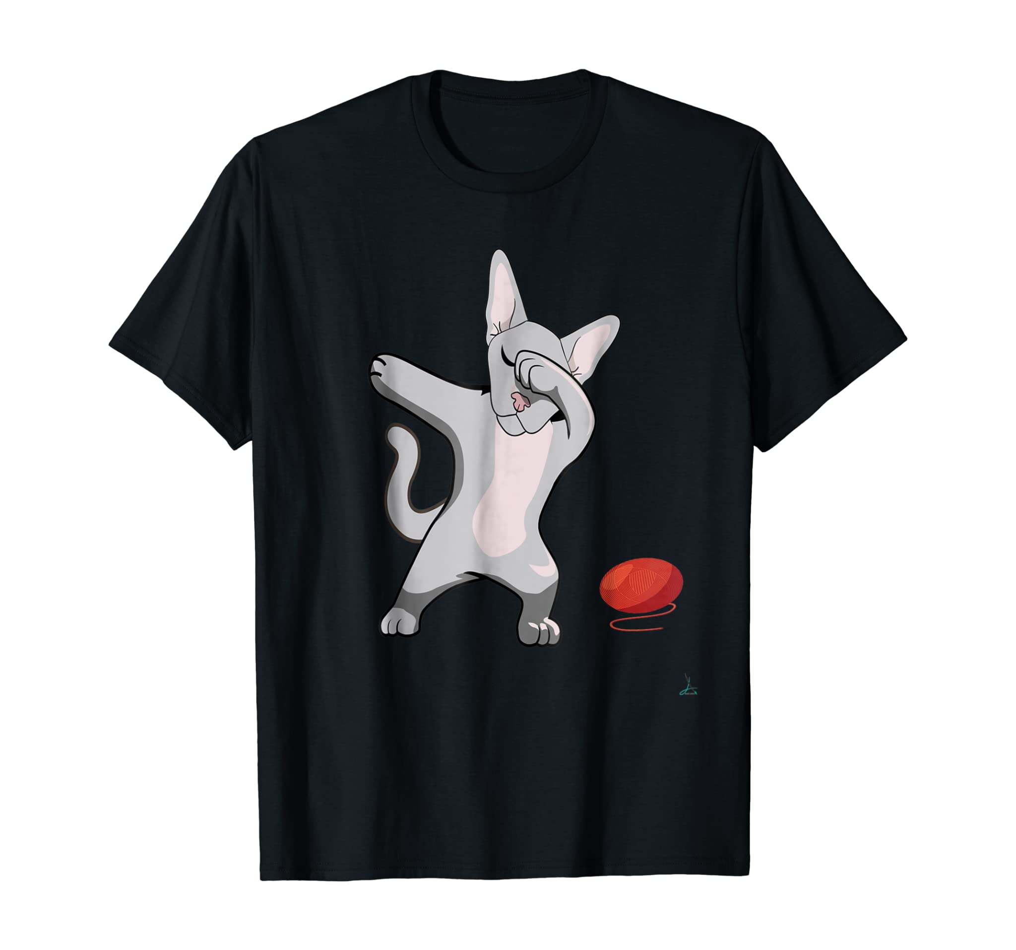 Dabbing Devon Rex Meow Cats Kitty Ball Of Yarn Funny Tee Cat