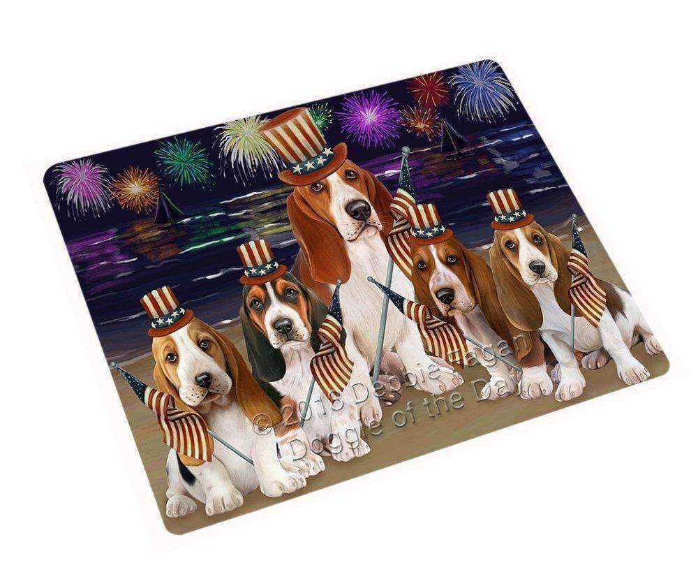 4Th Of July Firework Basset Hounds Dog Blanket Blnkt49593