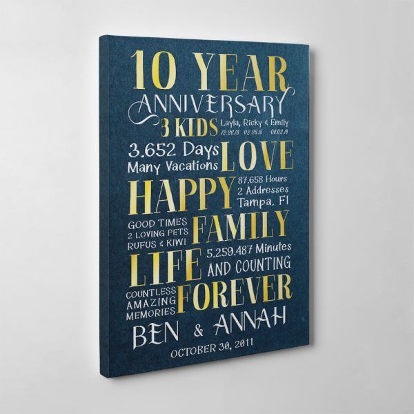 10 Years Anniversary Custom Valentine’s Day Gift Canvas Print