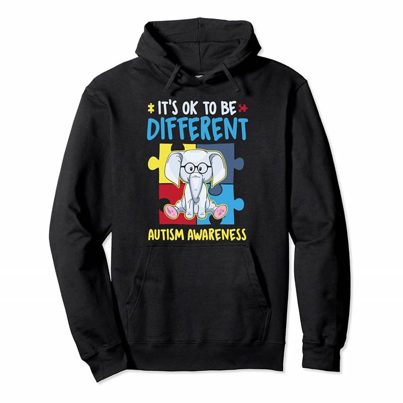 It’s Ok To Be Different Cute Autism Awareness Elephant Pullover Hoodie