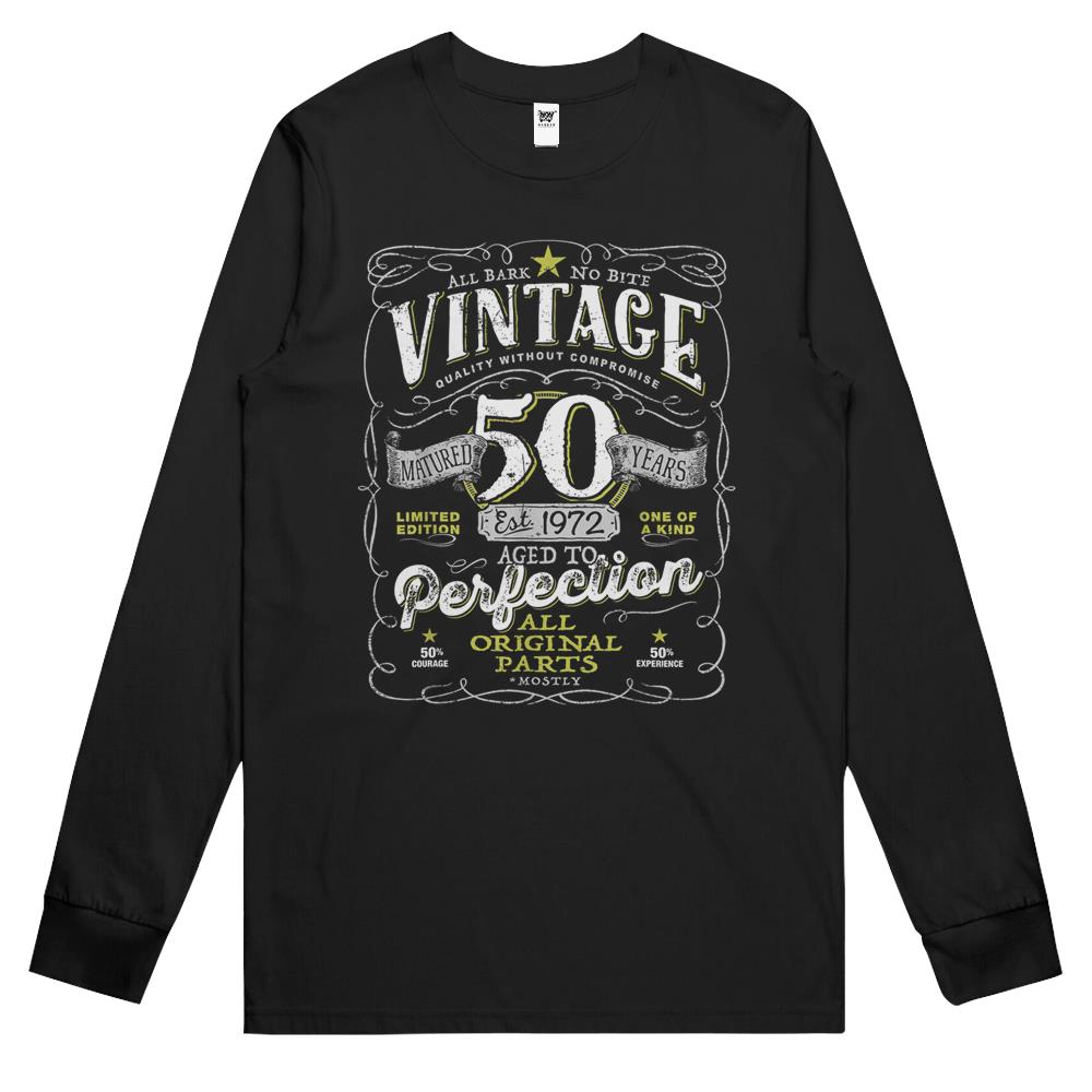 Vintage 50Th Birthday For Him 1972 Aged To Perfection Long Sleeve T Shirts