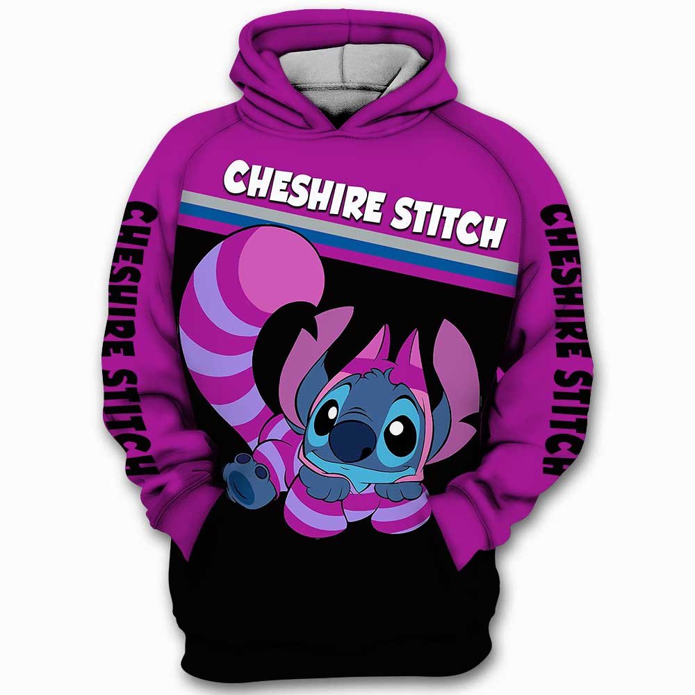 Cheshire Cat Stitch Alice In Wonderland Lilo And Stitch 3D Hoodie