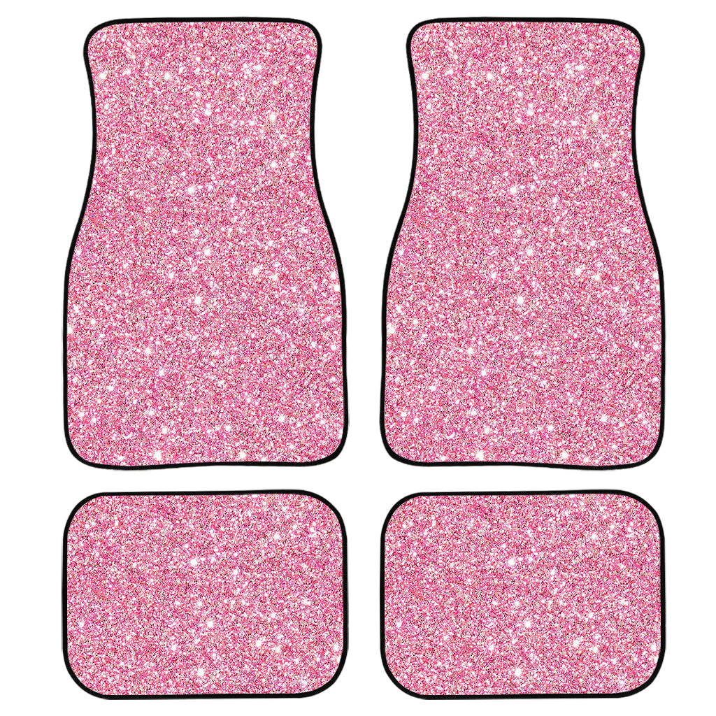 Pink Glitter Texture Print Front And Back Car Floor Mats, Front Car Mat