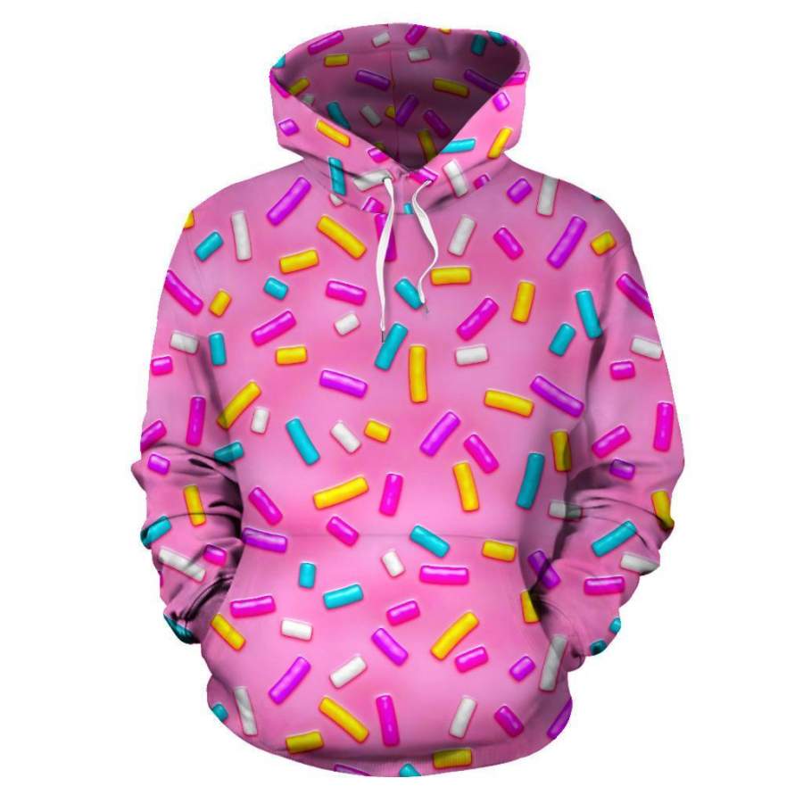 Pink Candy Pattern Print Men Women Pullover Hoodie