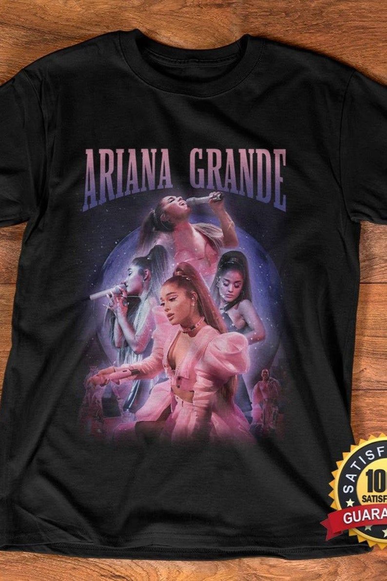 Ariana Grande Shirt, Ariana Grande Vintage Tour, Ariana Grande Merch,Bootleg Rap Tee, Short-Sleeve Unisex Black, Vintage Style T-Shirt