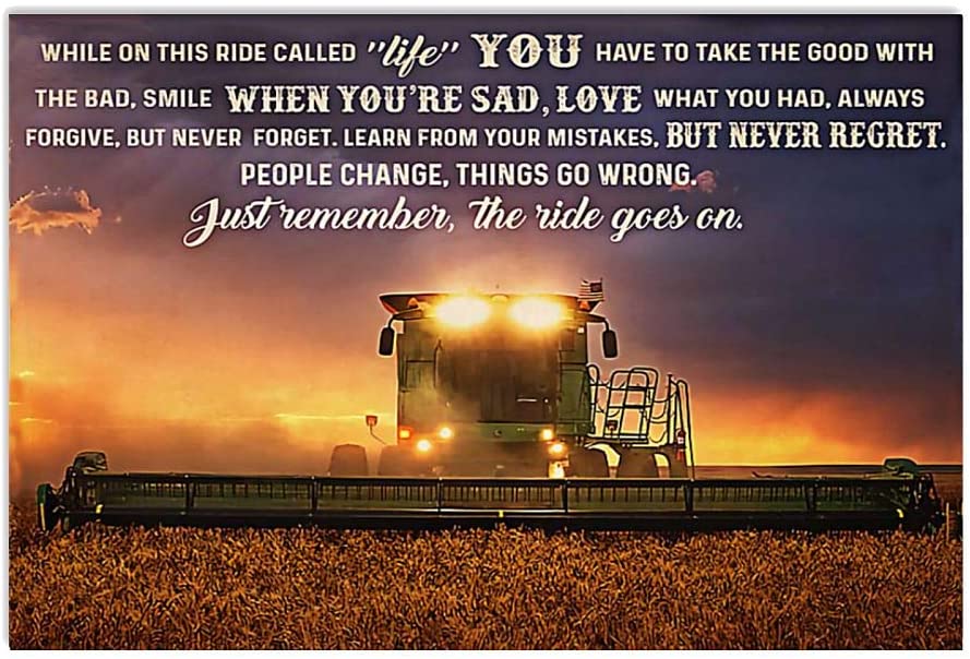 Vintage Farmer While On This Ride Called Life Just Remember The Ride Goes On Poster Art Print      Home Decor Gift For Men Women Family Friend On Birthday Xmas