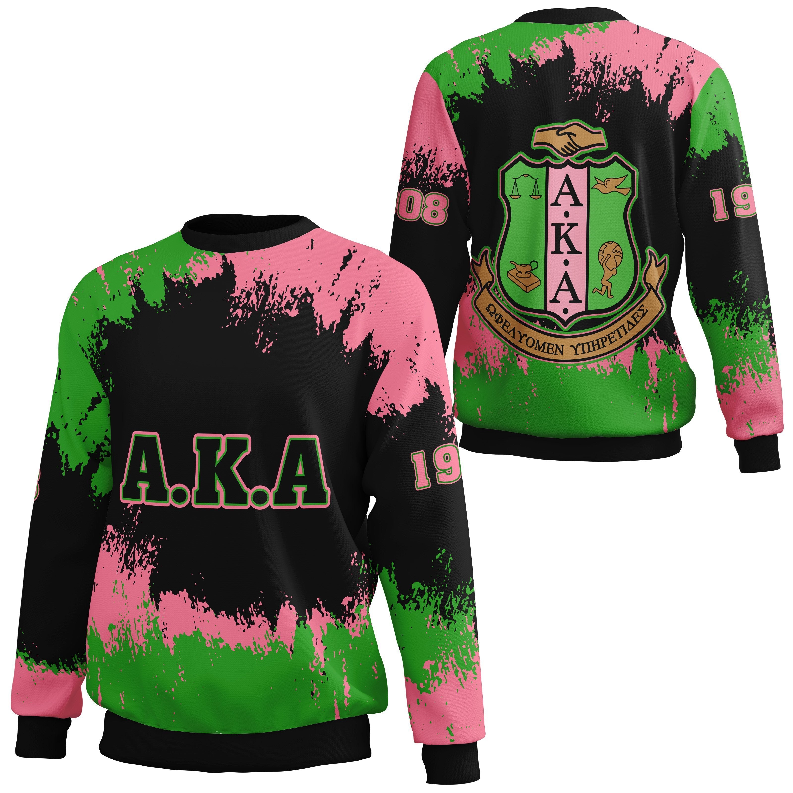 Greek Life Sweatshirt – Alpha Kappa Alpha Crewneck Sweatshirt – Face Style – J4