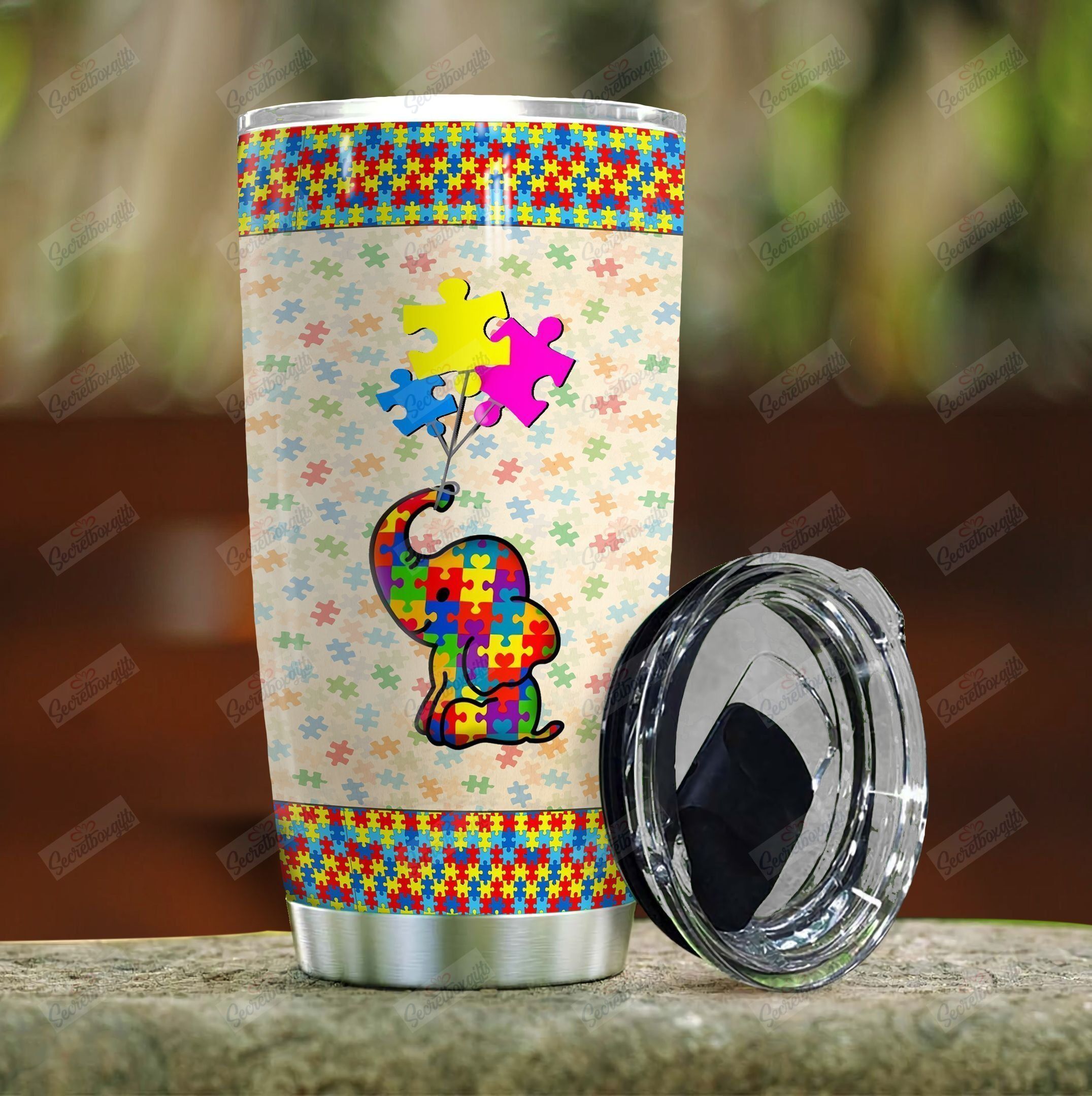 Personalized Autism Elephant Rainbow Gs-Cl-Ml0104 Stainless Steel Tumbler Customize Name, Text, Number