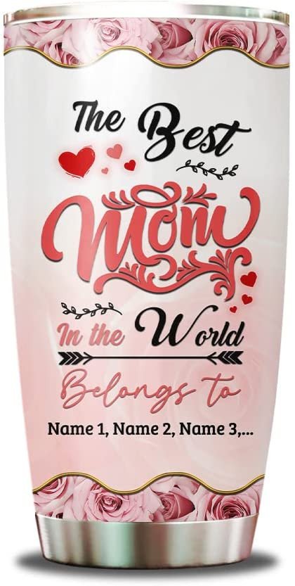 Mom Tumbler  Personalized Best Mom Tumbler Cup With Lid Custom Name 20 30Oz Insulated Stainless Steel Tumblers Birthday Christmas Gifts For Moms Mother Mommy Mama Double Walled Vaccum Coffee Travel Mug