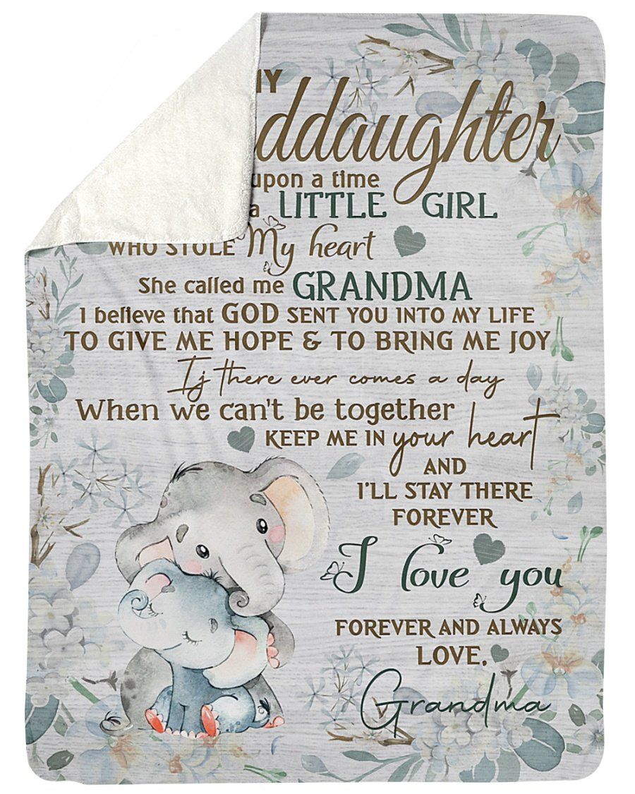 [Personalized Name] Elephant Keep Me In Your Heart Grandma  Fleece Blanket, Sherpa Blanket, Gift For Granddaughter Gift For Family Member, Friends Gift, Christmas Gift, Home Decor, Home Living