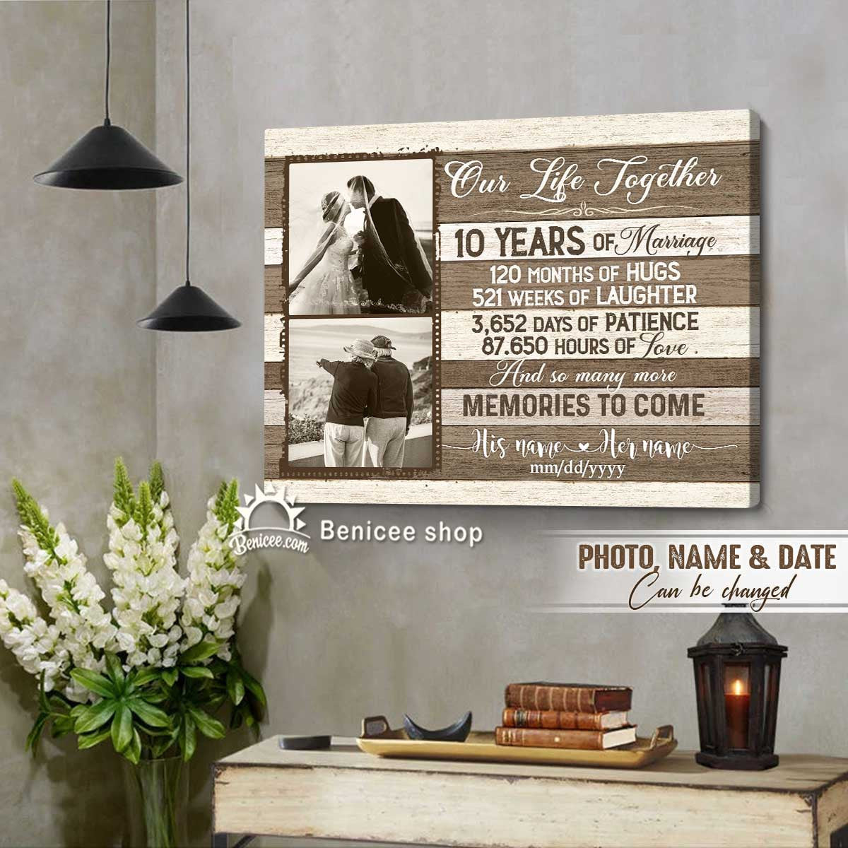 10 Years Wedding Anniversary Gift Wall Art Canvas His And Hers Gifts Canvas Our Life Together Gift For Family, Wall Art Decor, Canvas Print, Home Decor