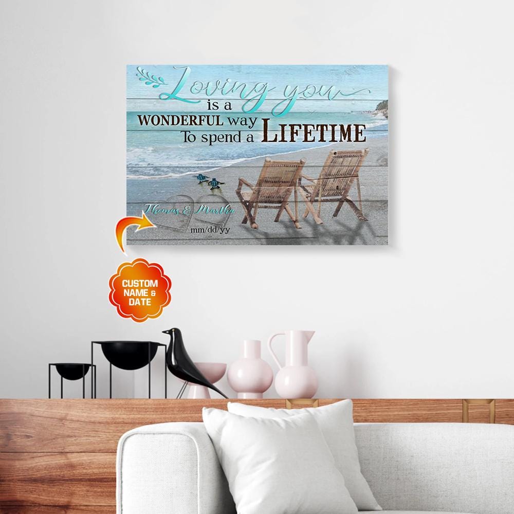 Canvas Artwork Loving You Is A Wonderful Way Beach Family Custom Canvas Home Decor Canvas