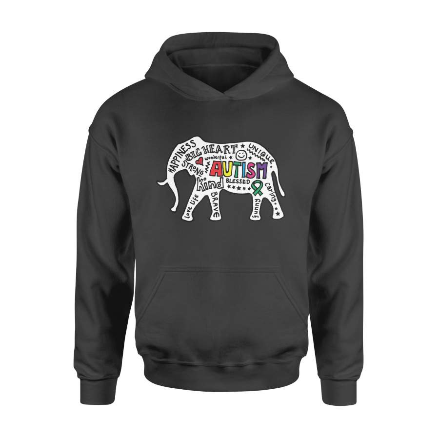 Autism Awareness Elephant Inspirational Graphics Design – High Quality Cotton Hoodie