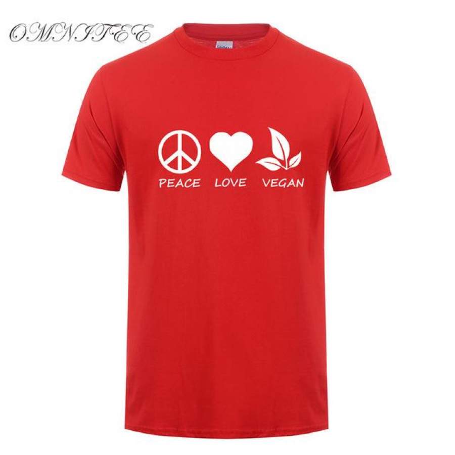 Summer Men T shirt Peace Love Vegan T Shirt Men Short Sleeve Cotton Cool T-shirt Tops Man Clothing
