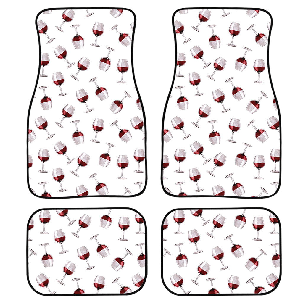 Glasses Of Wine Pattern Print Front And Back Car Floor Mats, Front Car Mat