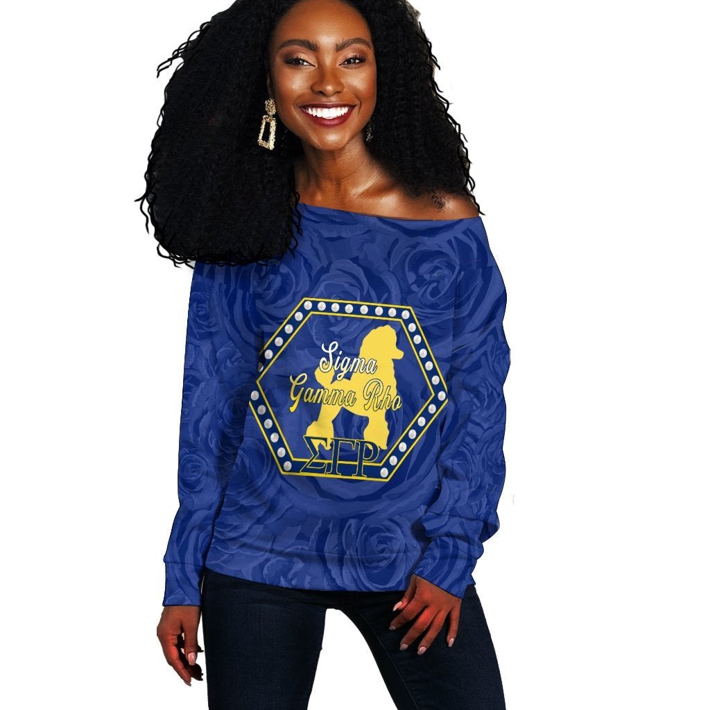 Sorority Sweatshirt – Sigma Gamma Rho Rose Peals Off Shoulder