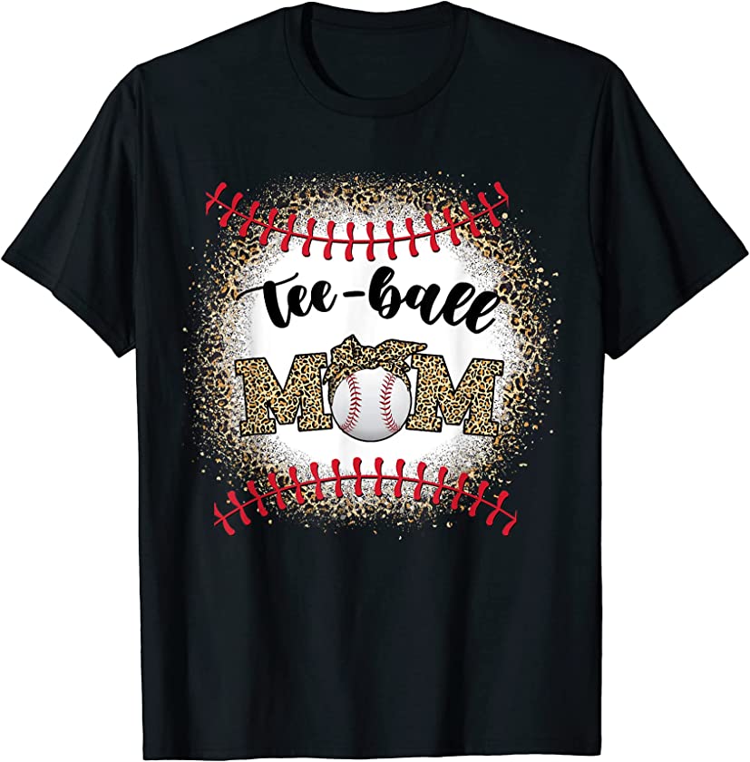 Ball Mom Mother’s Day Tee Teeball Mom Leopard Funny T-Shirt