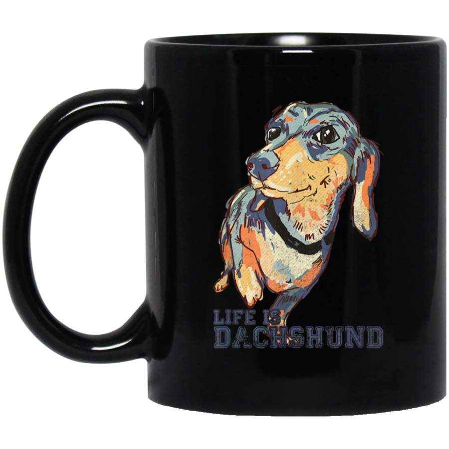 Vintage Retro Life Is Dachshund Dog Distressed Funny Gift Mug