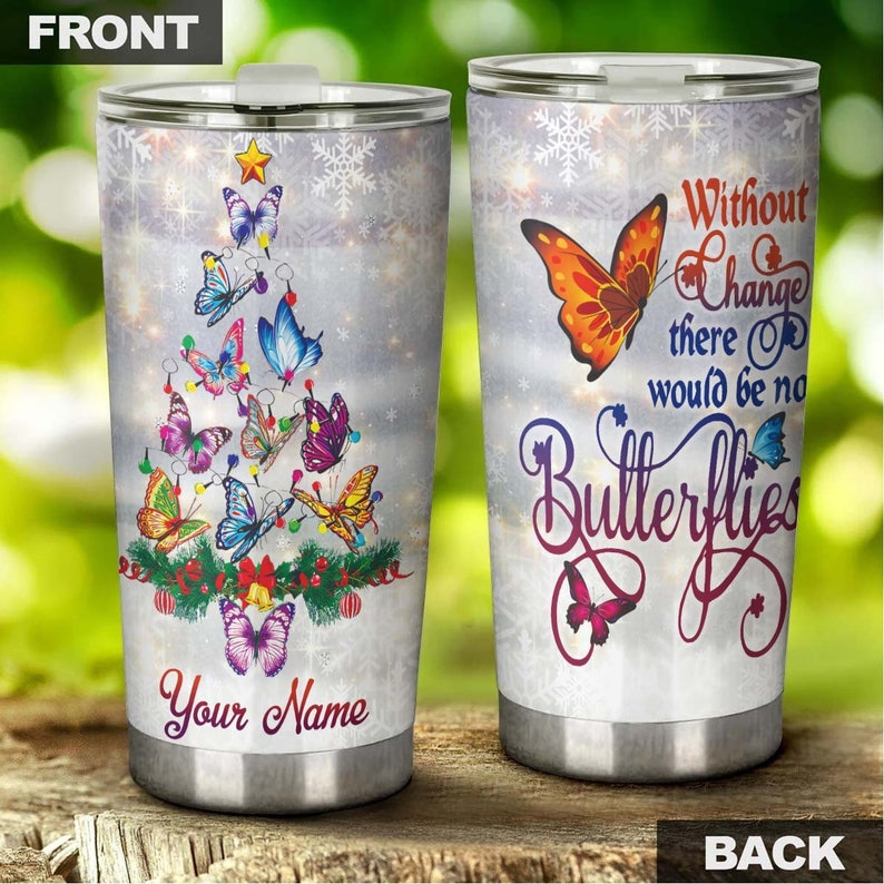 Butterfly Christmas Tree Without Change No Butterfly Personalized Tumbler-Unicorn Tumbler-Fancy Unicorn Christmas Gift For Family For Kids