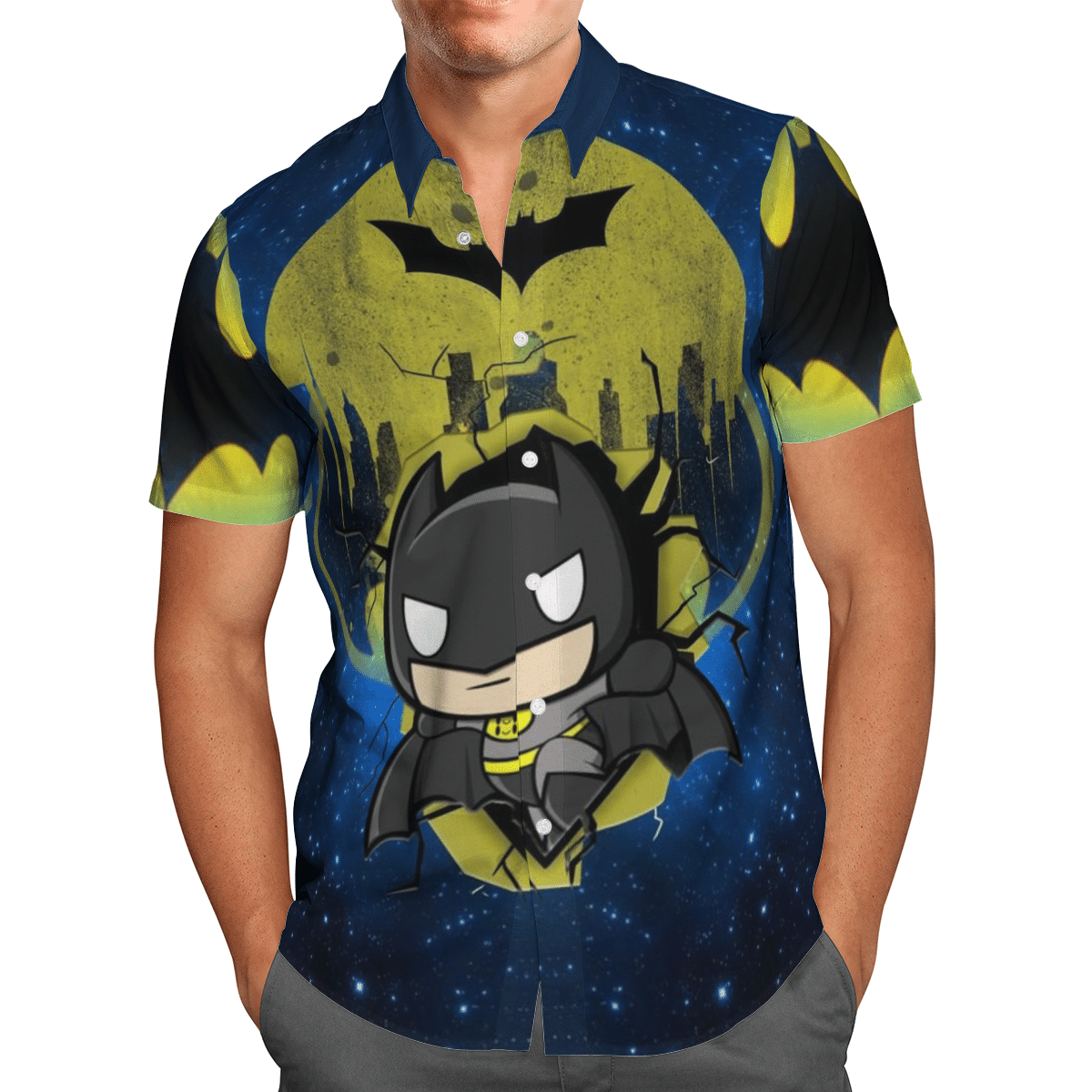 Batman Chibi Style  For Man And Woman Print Short Sleeve Hawaiian Shirt Y97