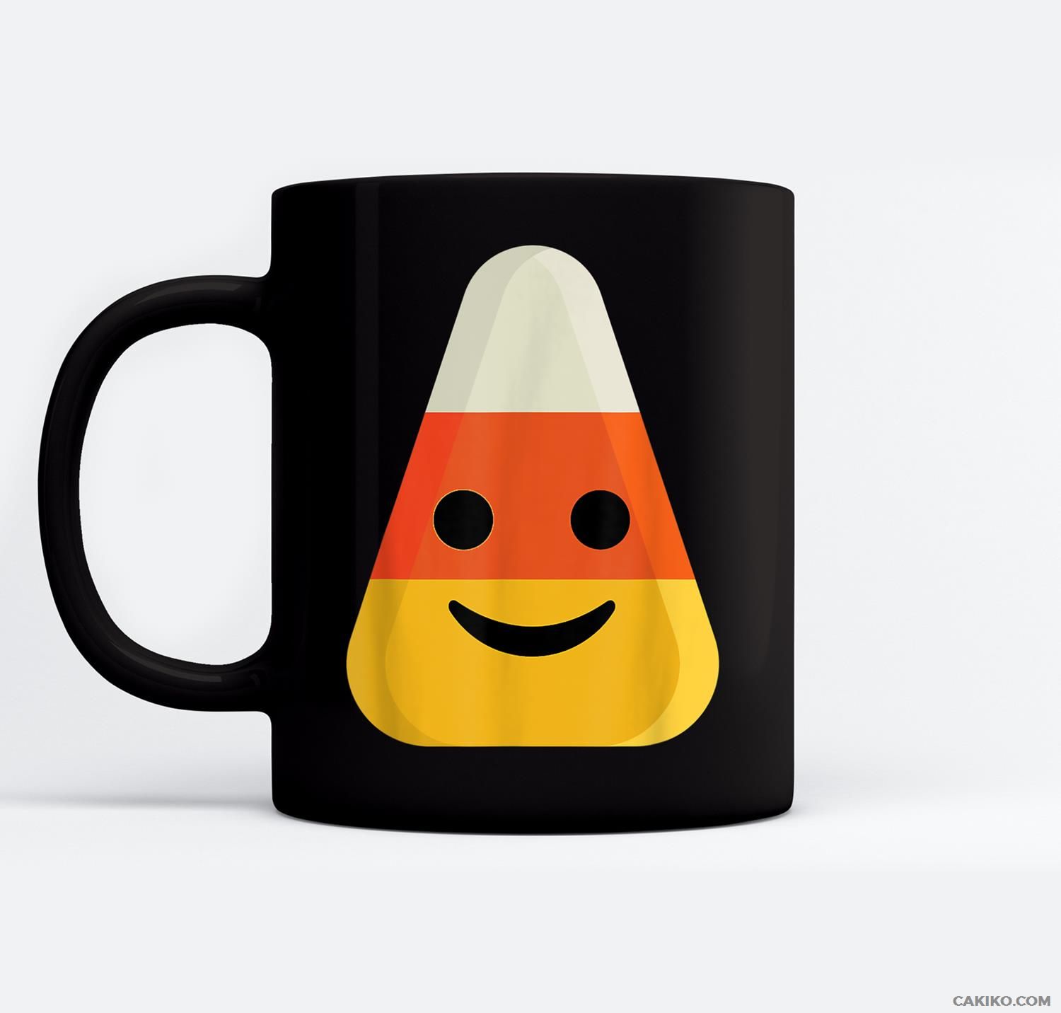 Candy Corn Emoji Smiling Halloween Gift Ceramic Coffee Black Mugs