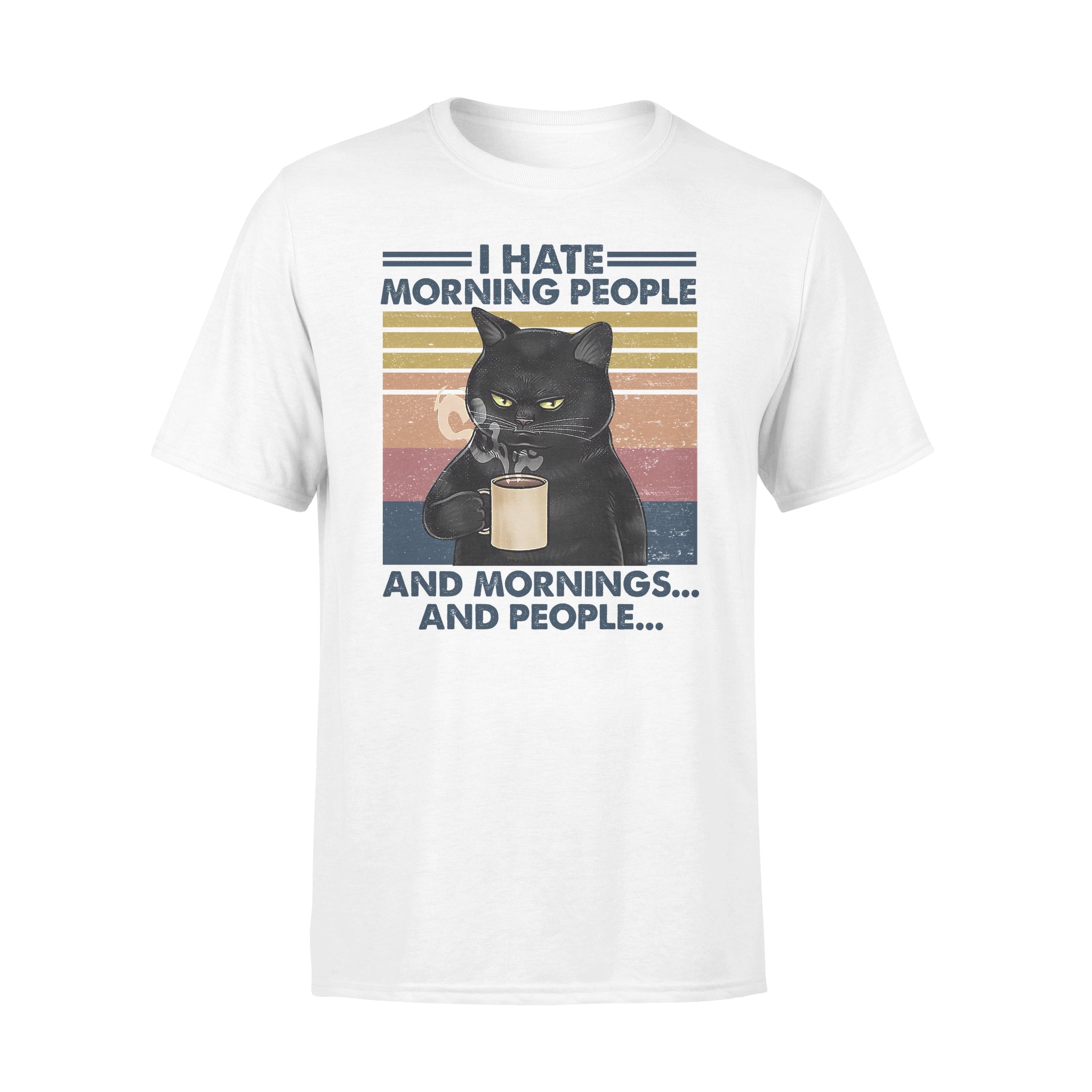 Black Cat I Hate Morning People And Mornings And People – Premium T-shirt