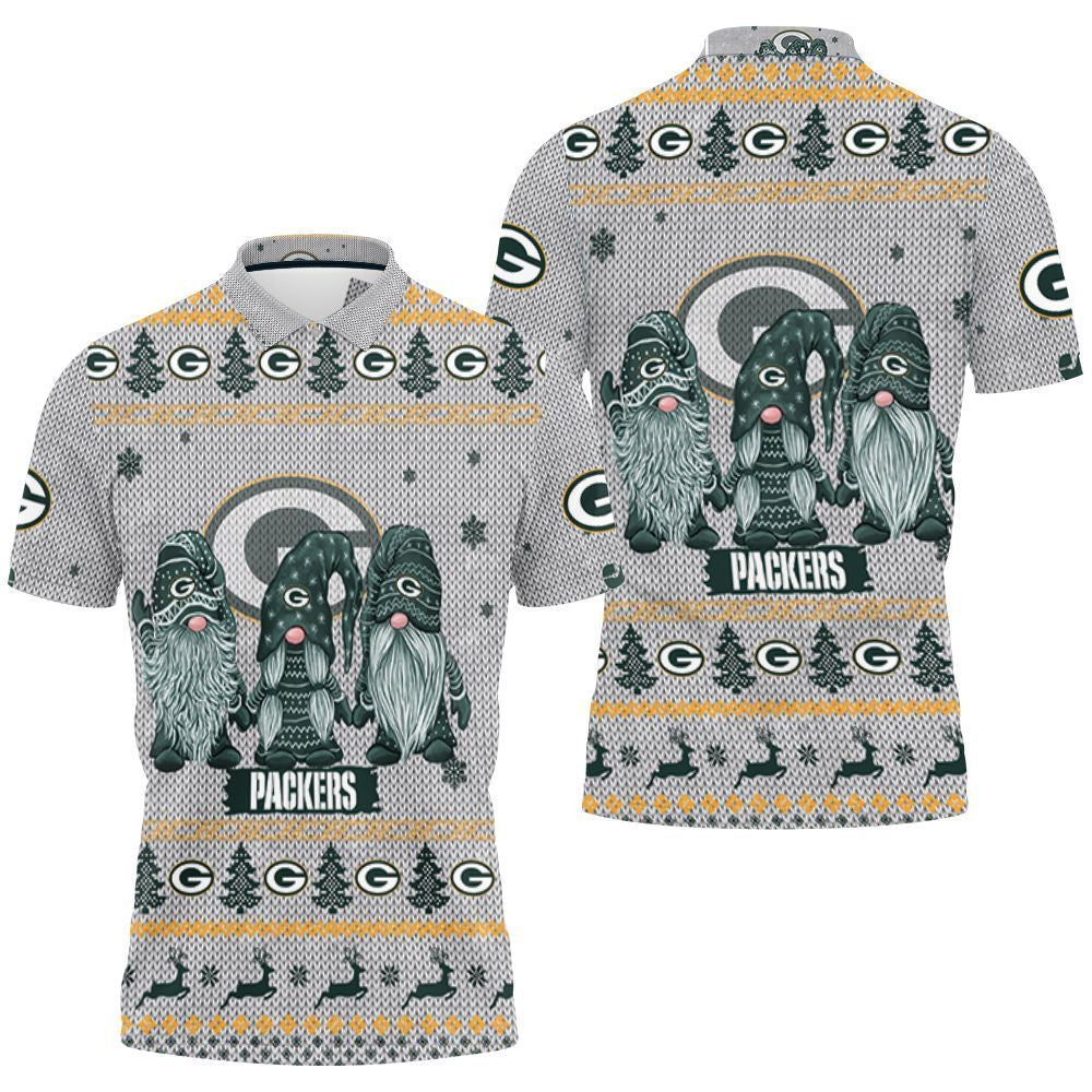 Christmas Gnomes Green Bay Packers Ugly Christmas 3D Polo Shirt, Jersey