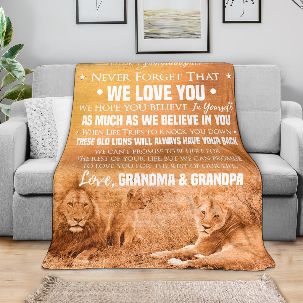 These Old Lions Will Always Have Your Back Granddaughter Premium Blanket