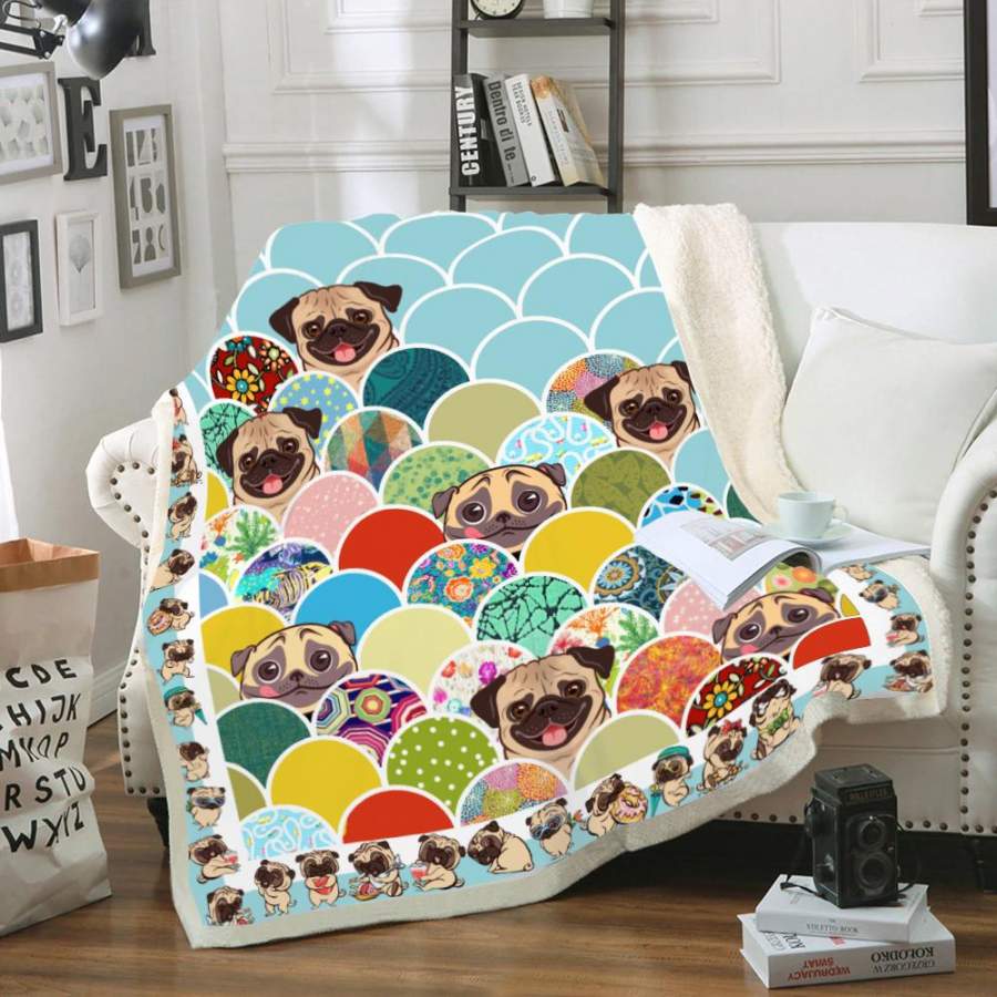 Pug Grumble Fleece Throw Blanket | Zazzle