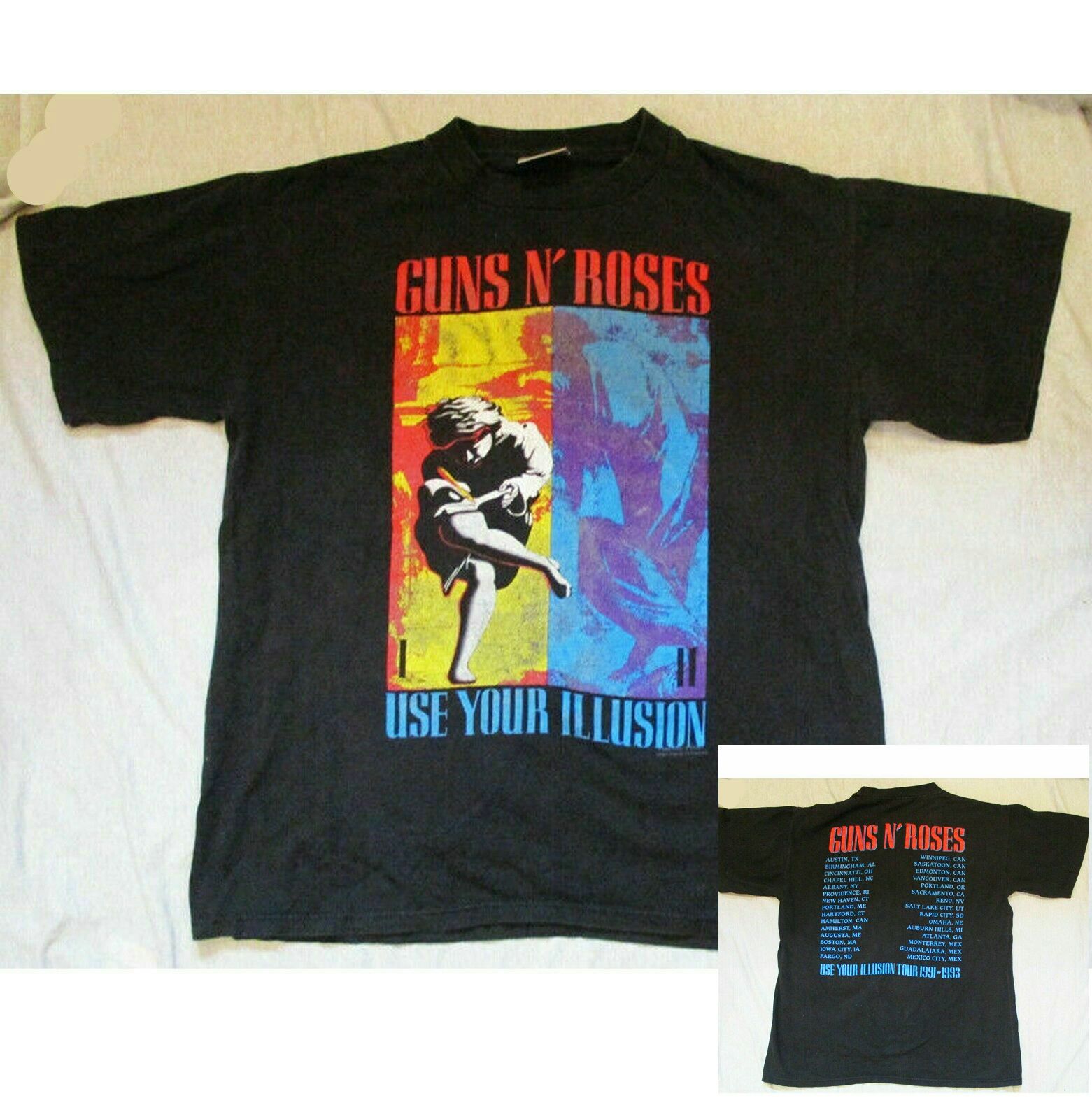 Vintage T Shirt Guns N’ Roses Use Your Illusion Tour 1991-1993 New Rprint