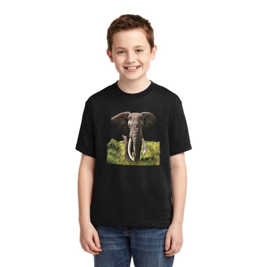 Wild African Forest Elephant Nature Animal Lover Boys Graphic Youth T-Shirt