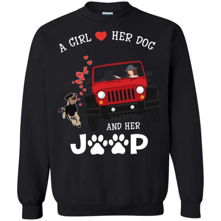 Agr A Girl Loves Her Dog And Her Jeep Sweatshirt Lt11