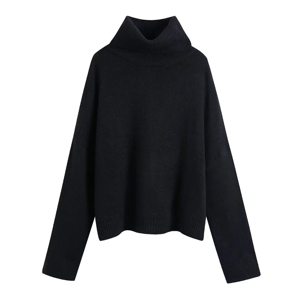 T MODA 2022 Autumn Winter Turtleneck Green Sweater Women Knitted Pullover Long Sleeve Loose Jumper Soft Warm Pull Femme alx