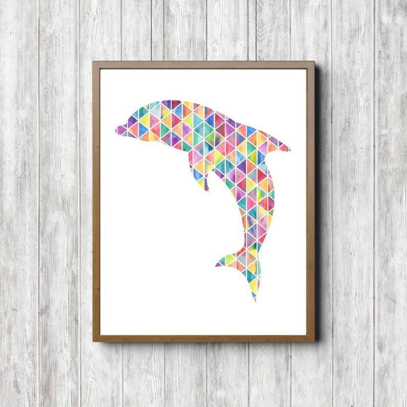 Geometric Dolphin Printable Wall Art -Sea Animal Poster