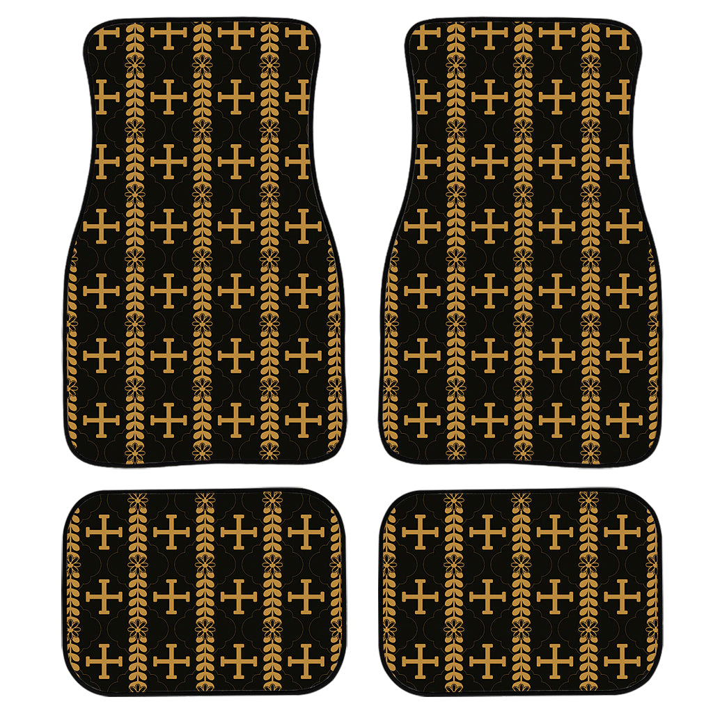 Vintage Orthodox Pattern Print Front And Back Car Floor Mats, Front Car Mat