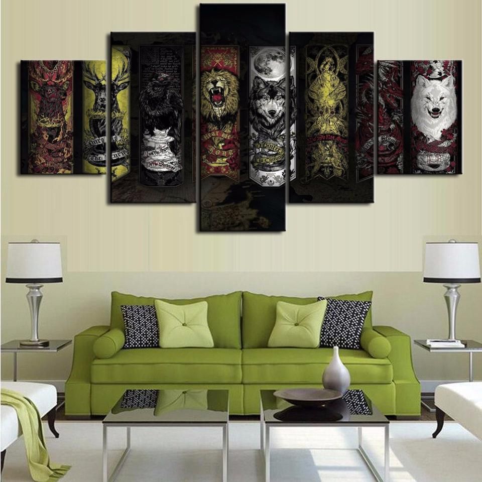 Animal Pictures Game Of Thrones Film Animal 5 Panel Canvas Art Wall Decor