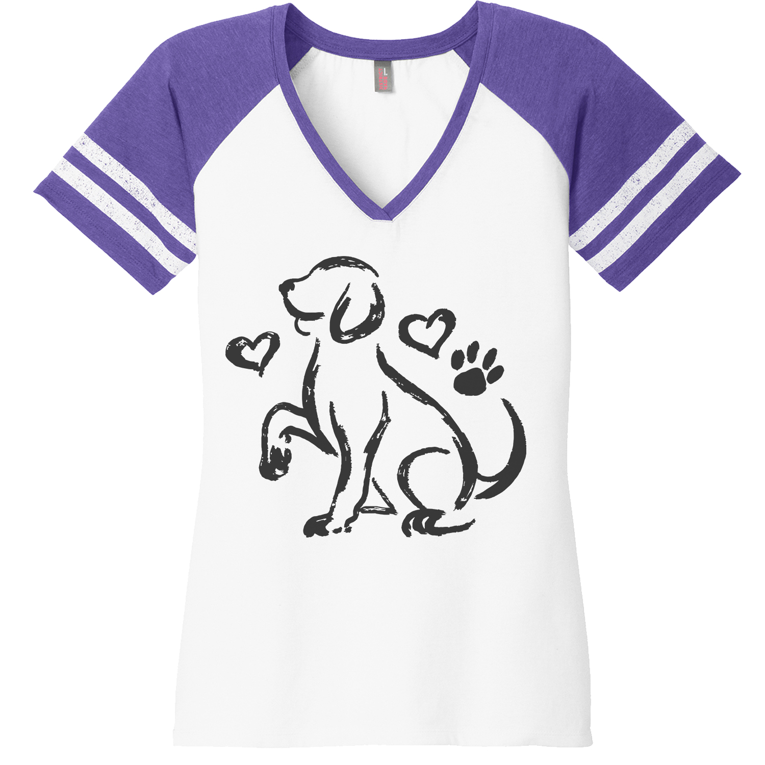 Puppy Love Sketch Varsity V-Neck Tee