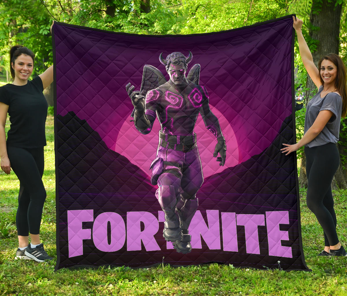 Fortnite Game Premium Quilt – The Fallen Love Ranger Skin Outfit Purple Theme Quilt Blanket