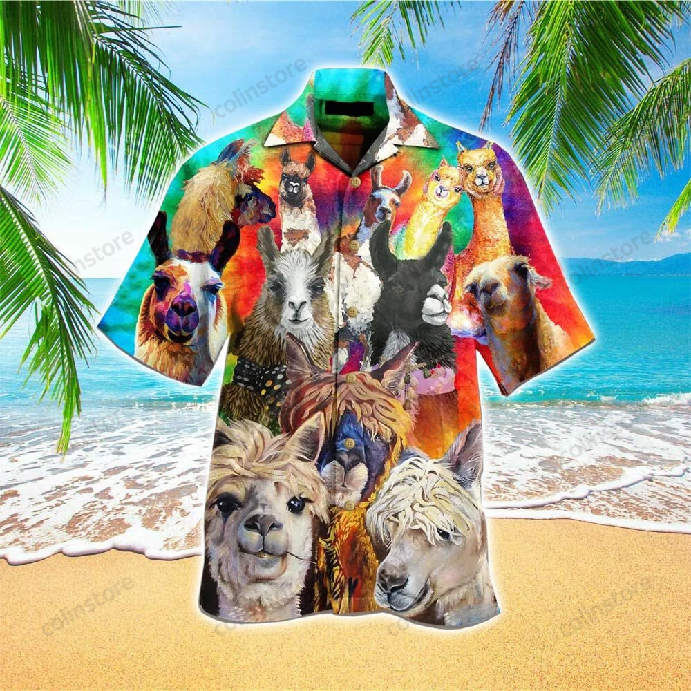 Colorful Llamas Cute Hawaii Shirt Aloha Ha9002