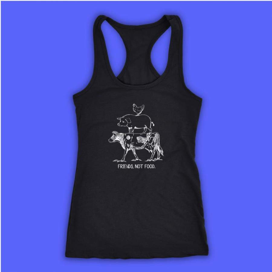 Vegetarian Farm Animal Friends Not Food Vegan Cow Pig Chicken Py Women’S Tank Top Racerback