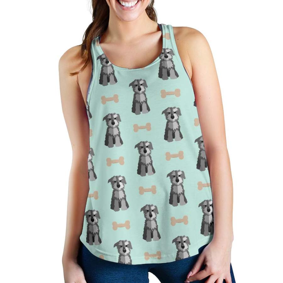 Schnauzer Dog Puppy Print Pattern Women’s Racerback Tank Tops