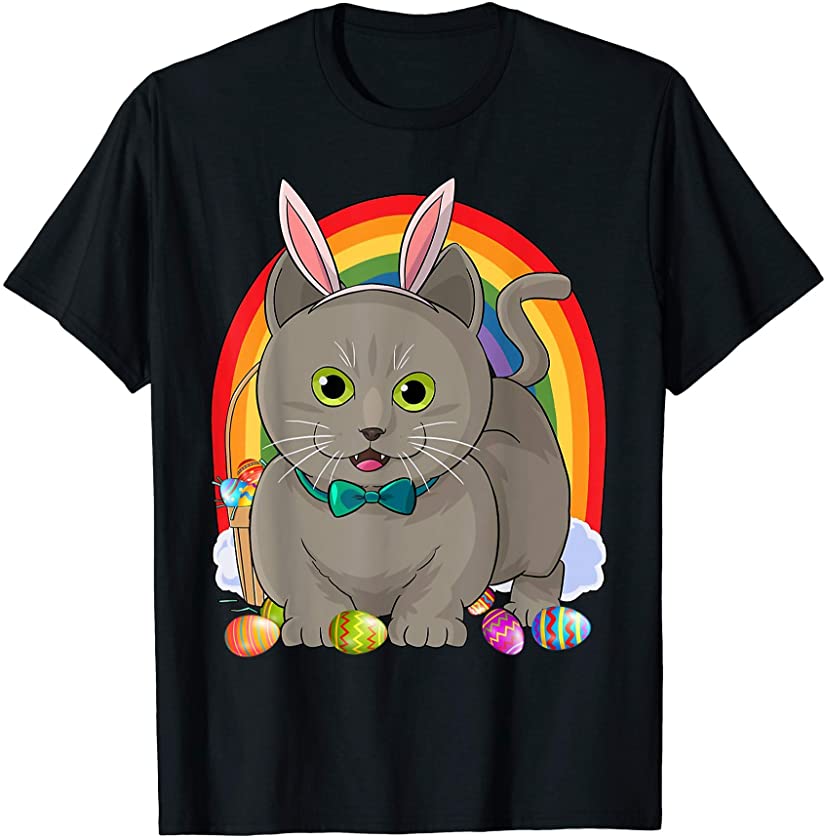 Cute Cat Easter Day Bunny Eggs Costume For Mens Womens Kids T-Shirt