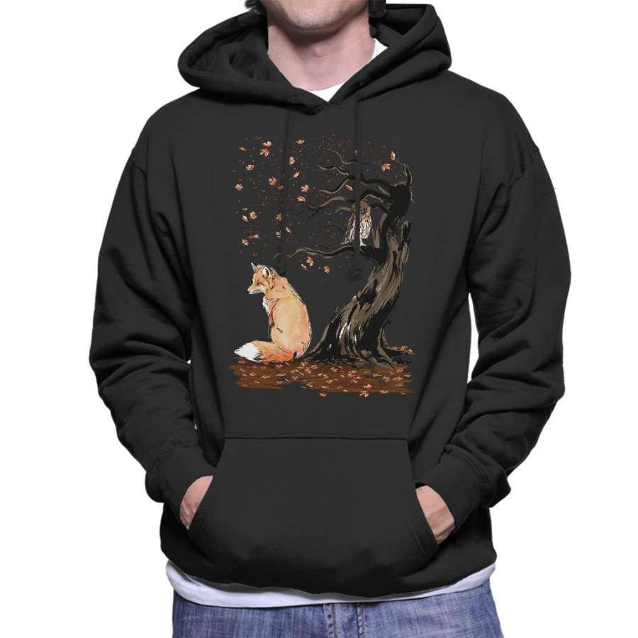 Animals Winds Of Autumn Fox And Owl Men’s Hooded Sweatshirt