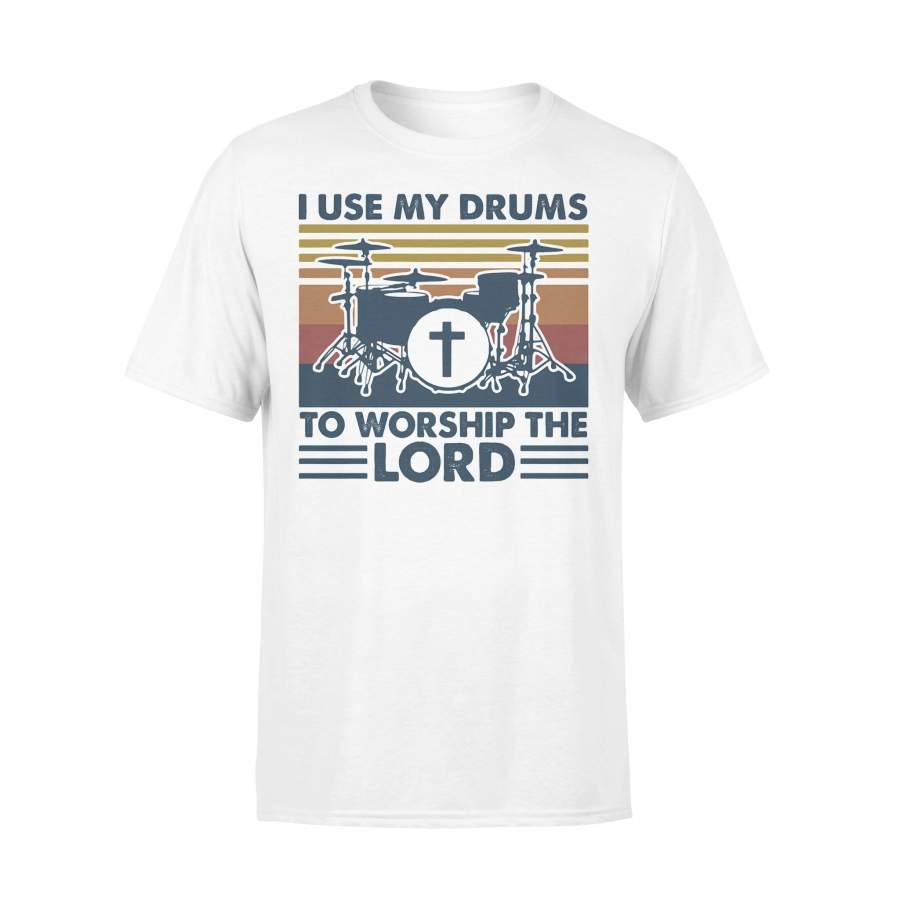 I Use My Drums To Worship The Lord Vintage Retro T-shirt