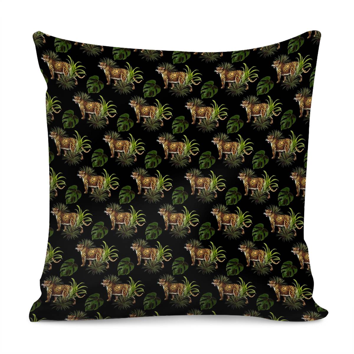 African Leopard On Black Pillow Cover