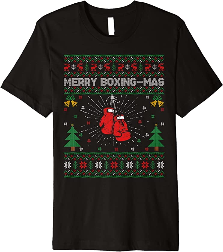 Boxing Ugly Christmas Sweater Style Boxing Xmas Premium T-Shirt