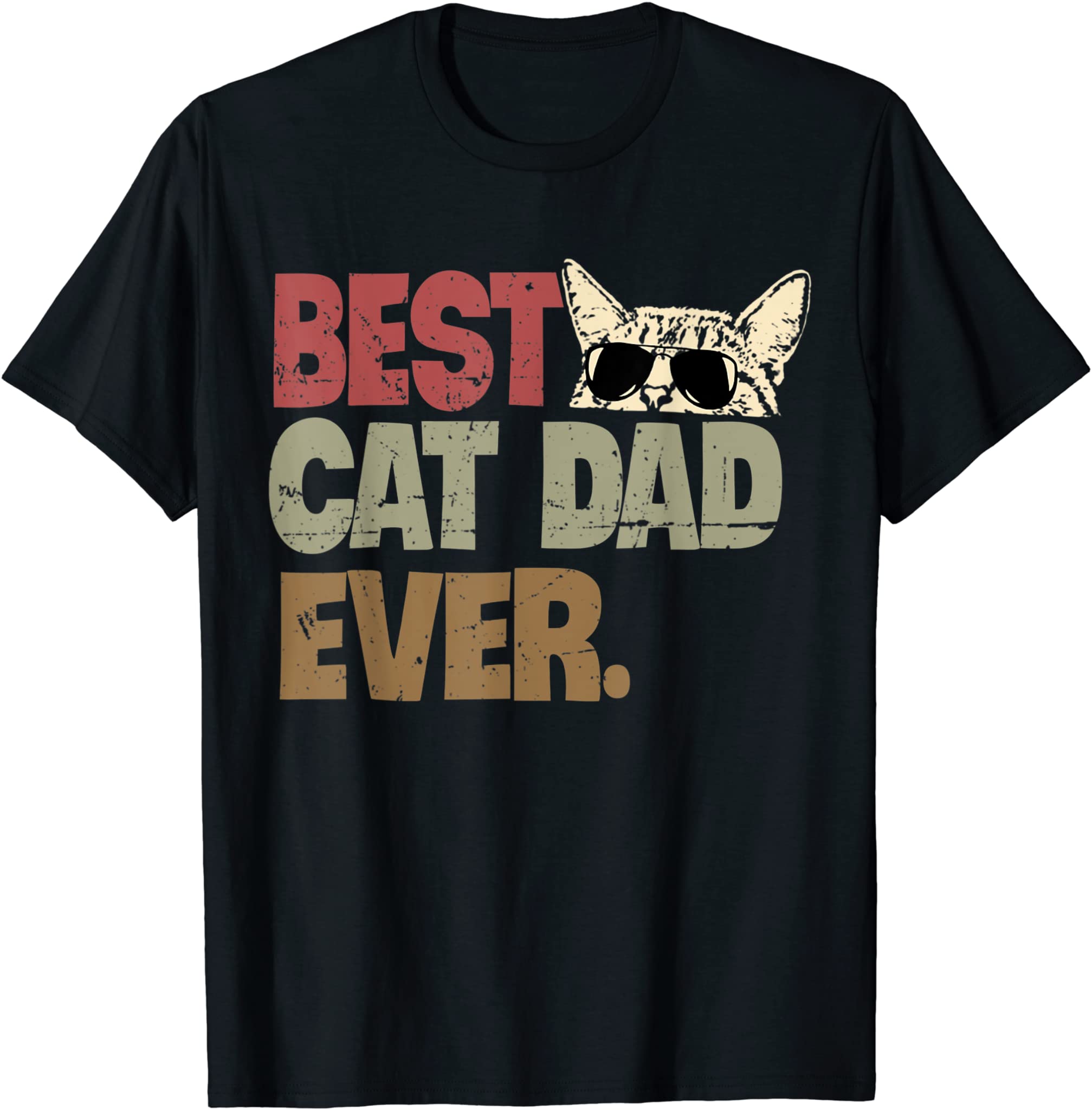 Best Cat Dad Ever Funny Cool Cats Daddy Father Lover Vintage T-Shirt