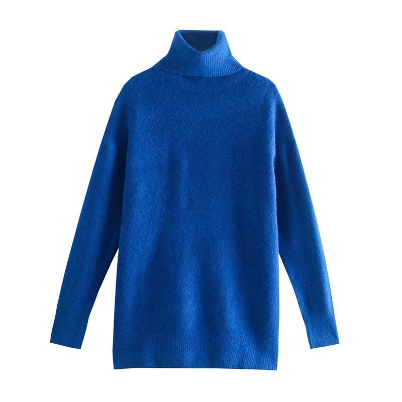 TMODA2136 2022 Women Winter Loose Blue Sweater Ladies Long Sleeve Turtleneck Loose Pullovers Female Warm Knitted Tops alx