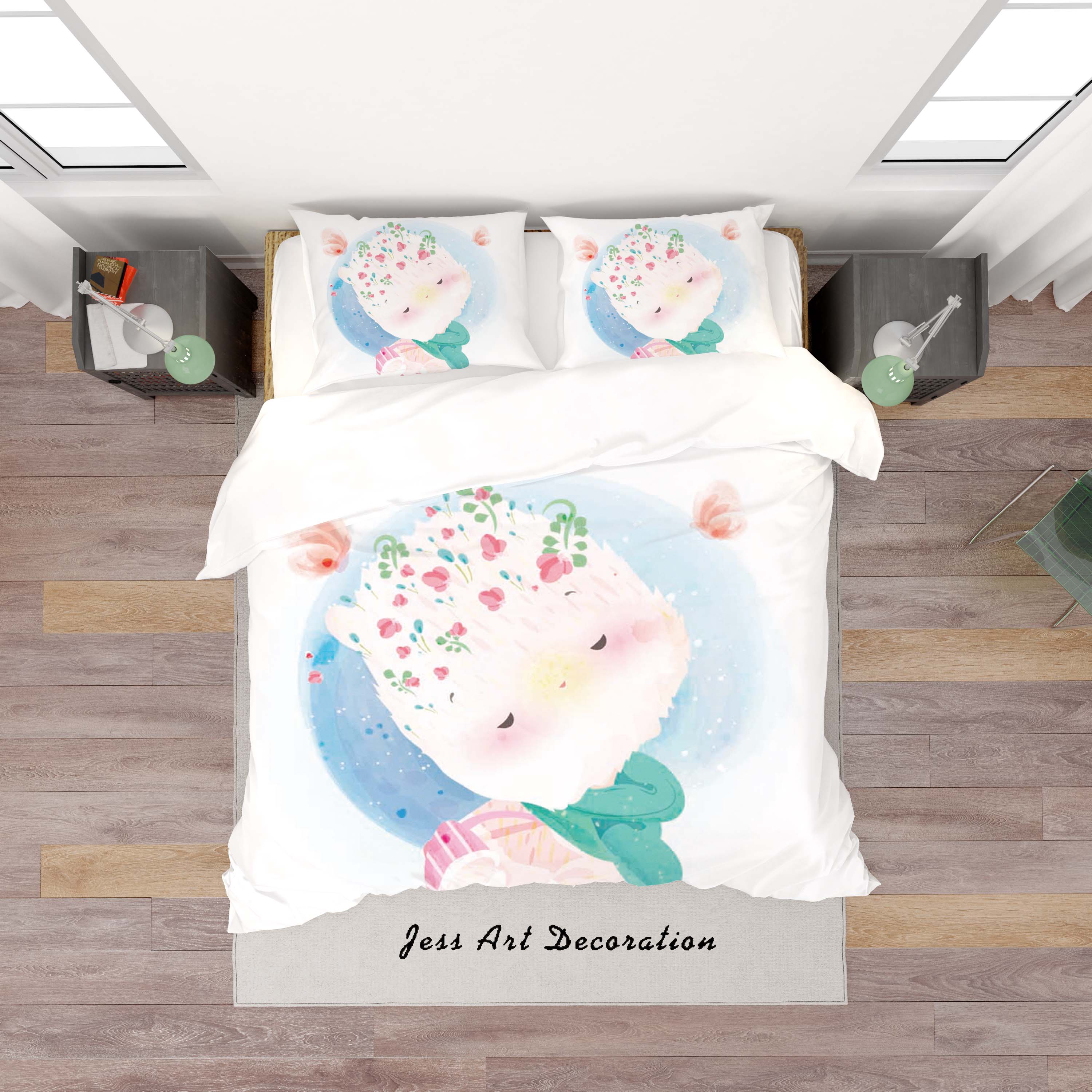 3D White Cartoon Animal Butterfly Quilt Cover Set Bedding Set Duvet Cover Pillowcases Sf88