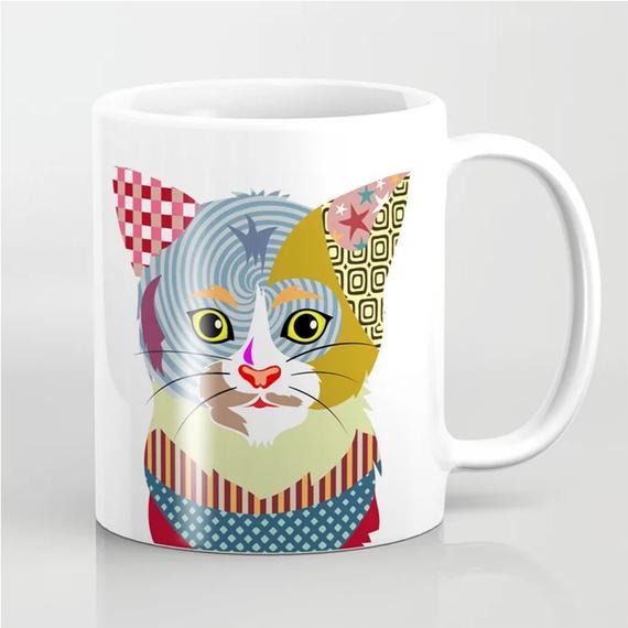 Cute Cat Mug, Kitten Cup Tabby Pet Portrait